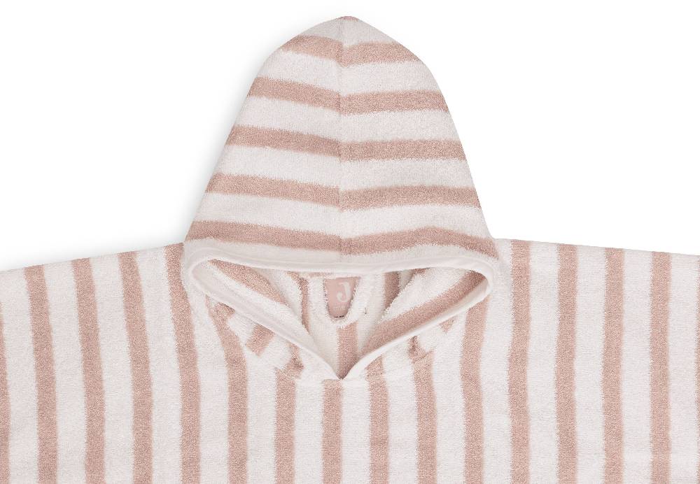 Jollein Badeponcho Stripe Frottee Wild Rose GOTS VIP-Rabatte