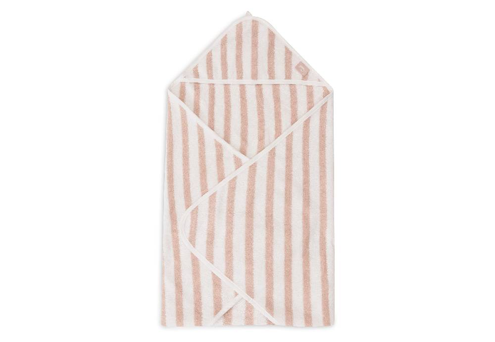 Jollein Kapuzenhandtuch 75x75cm Stripe Terry Wild Rose GOTS Nur noch ein Tag übrig