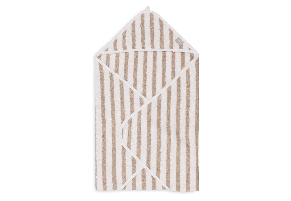 Jollein Kapuzenhandtuch 75x75cm Stripe Terry Olive Green GOTS Clearance-Verkauf