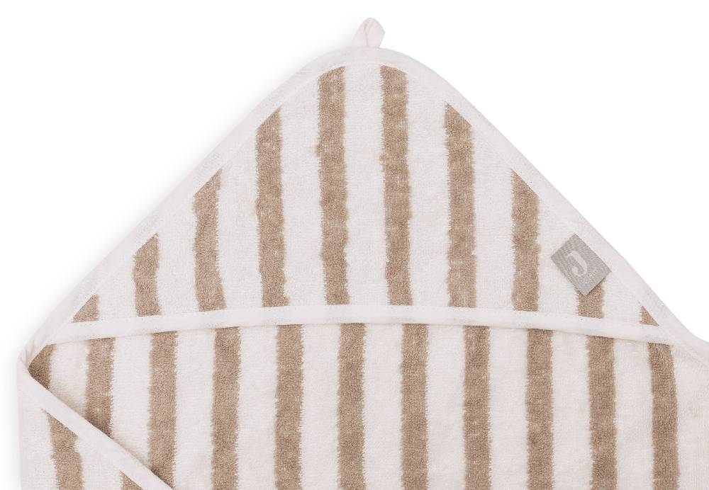Jollein Kapuzenhandtuch 75x75cm Stripe Terry Olive Green GOTS Clearance-Verkauf