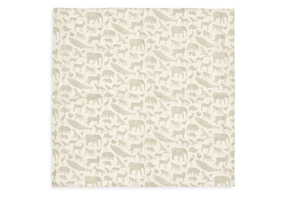 Jollein Spucktuch Hydrophill 70x70cm Animals Olive Green (3pack) 2025