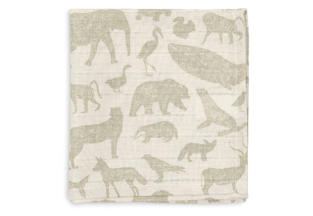 Jollein Spucktücher Hydrophil 31x31cm Animals Olive Green (3pack) Bestseller