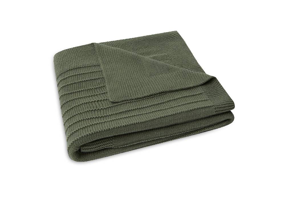 Jollein Decke Wiege 75x100cm Pure Knit Leaf Green GOTS Nur noch ein Tag übrig