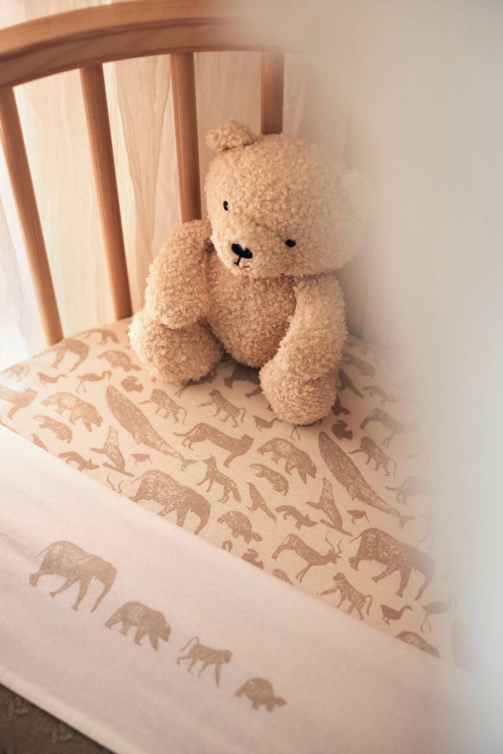 Jollein Bettlaken Kinderbett 120x150cm Animals Nougat Outlet