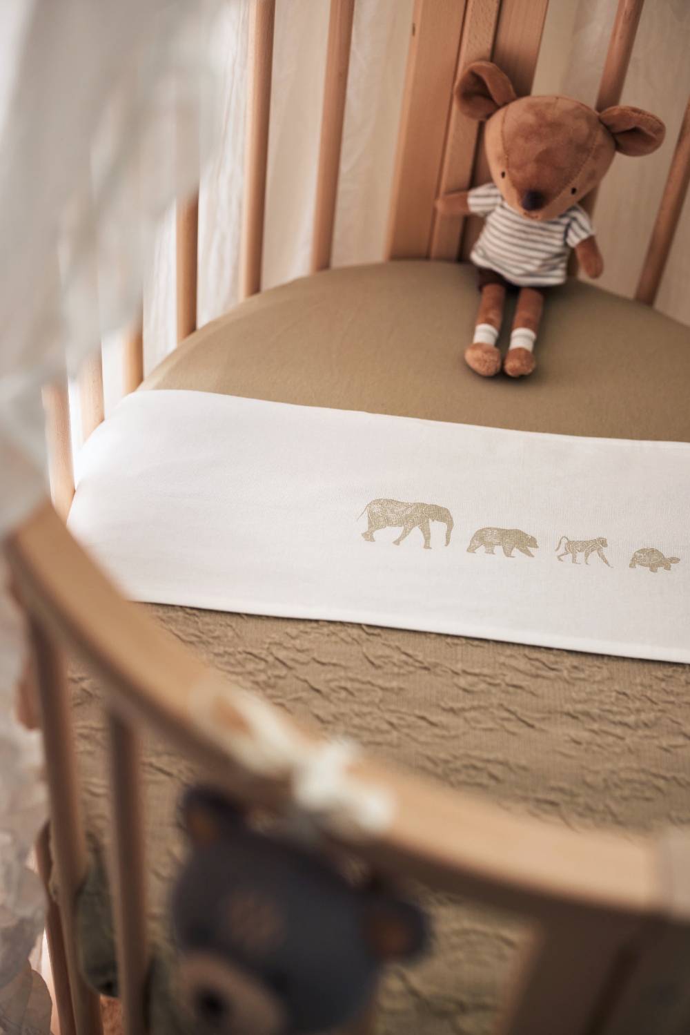 Jollein Bettlaken Wiege 75x100cm Animals Olive Green Kostenloser Versand