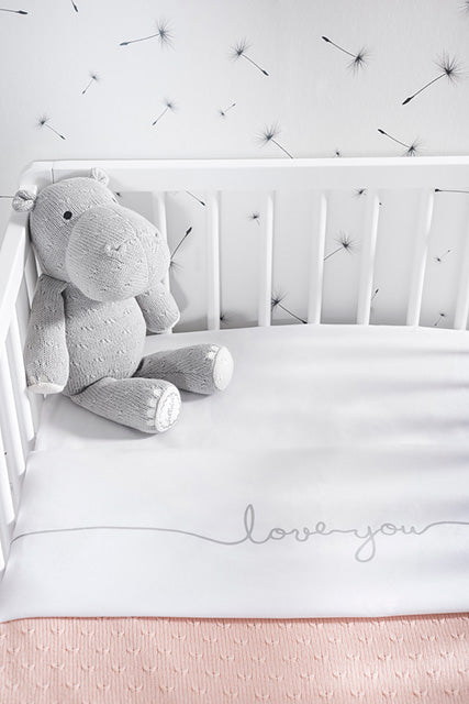 Jollein Bettlaken Wiege 75x100cm Love you Grey Fabrik Onlineshop
