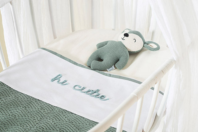 Jollein Bettlaken Wiege 75x100cm Hi cutie Ash Green Fabrikpreis