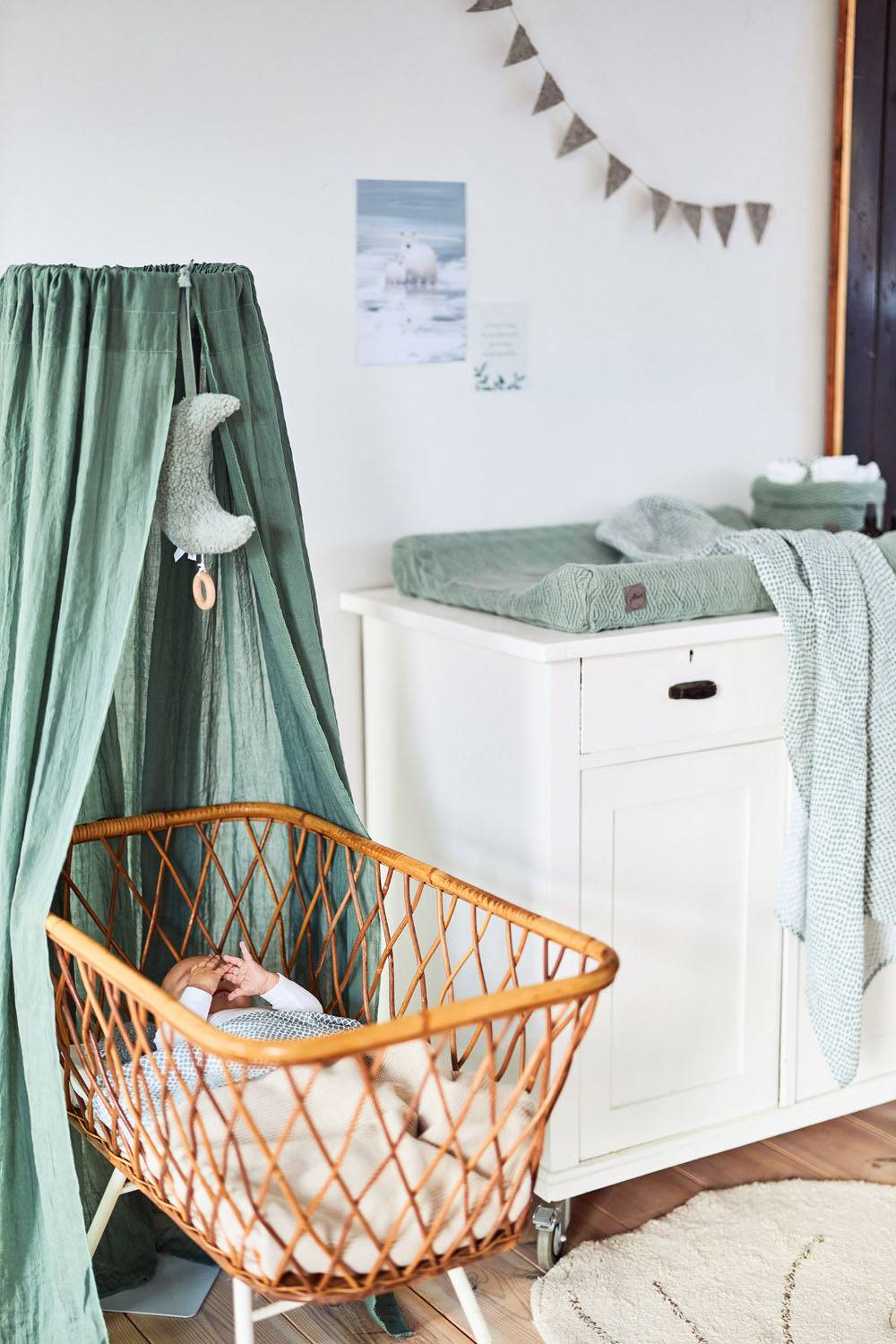 Jollein Bettlaken Kinderbett 120x150cm Snake Ash Green Rabatt