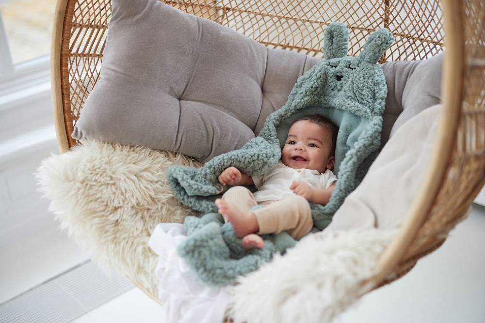 Jollein Einschlagdecke für Babyschale Bunny Ash Green Kostenloser Versand