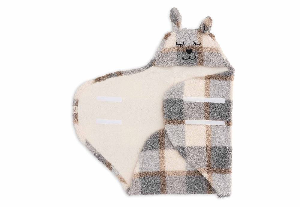 Jollein Einschlagdecke für Babyschale Bunny Check - Boucle Fabrikpreis