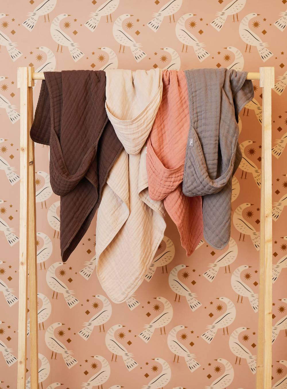 Jollein Kapuzenhandtuch Wrinkled Cotton 75x75cm Chestnut Zeitlich begrenztes Angebot