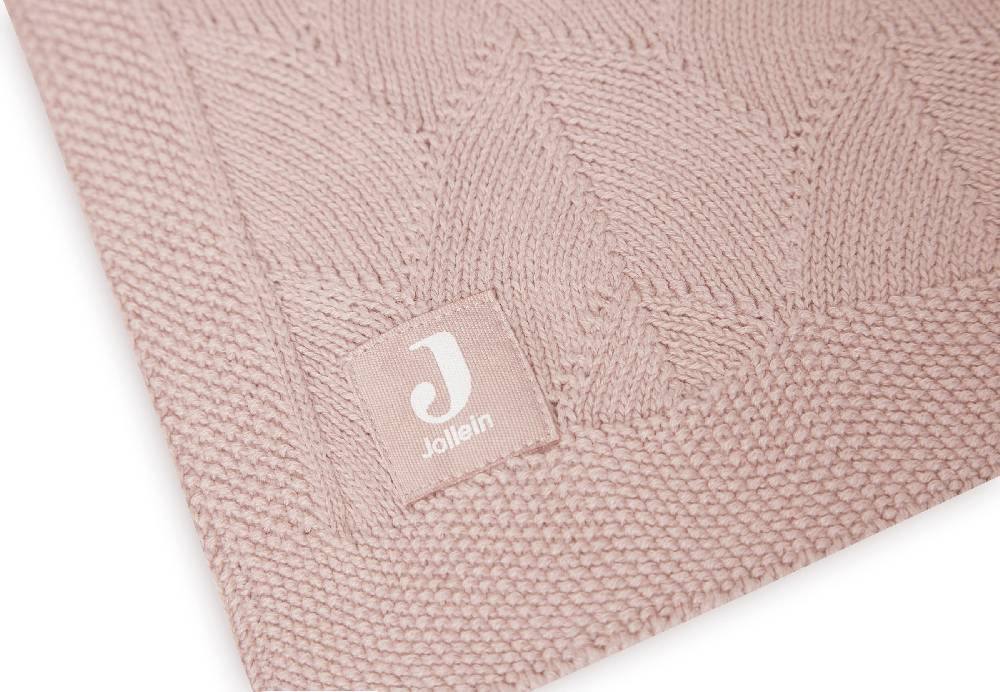 Jollein Decke Kinderbett 100x150cm Shell Knit Wild Rose GOTS VIP-Rabatte