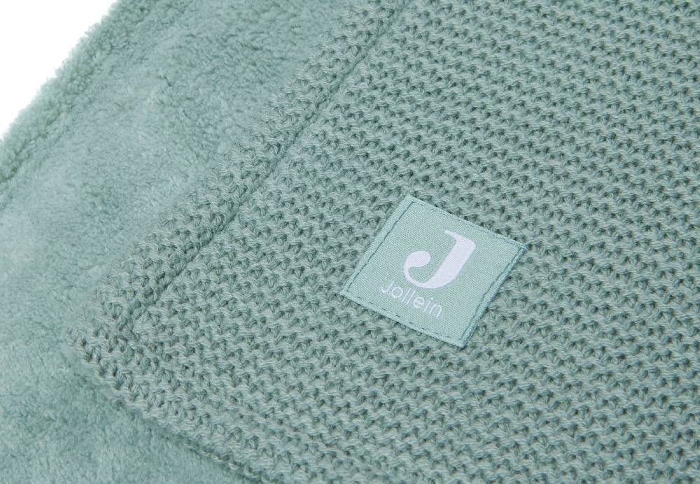 Jollein Decke Wiege 75x100cm Basic Knit Forest Green/Fleece Tiefpreis