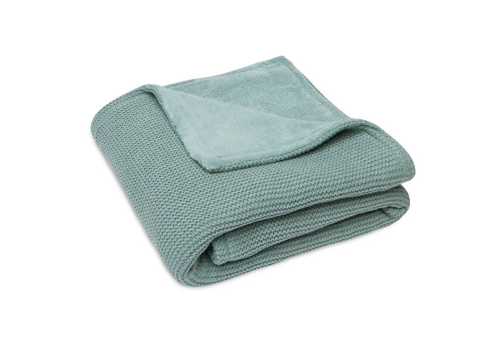 Jollein Decke Wiege 75x100cm Basic Knit Forest Green/Fleece Tiefpreis