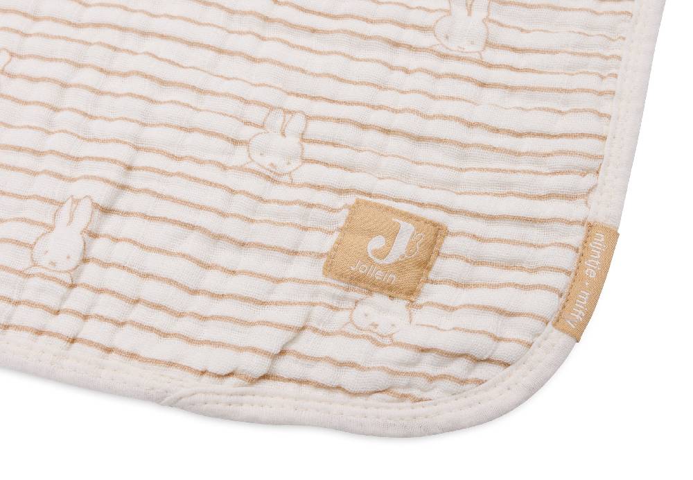 Jollein Deken Wiege 75x100cm Miffy Stripe Biscuit Begrenzte Freigabe