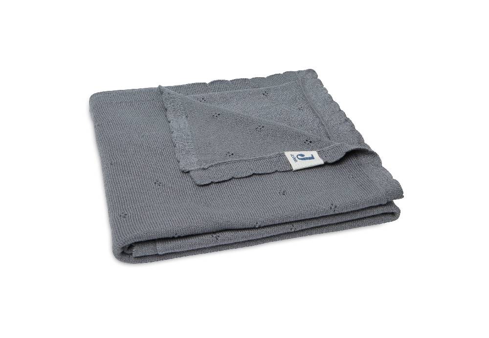 Jollein Decke Wiege 75x100cm Pointelle Storm Grey GOTS Letzte 2 Tage