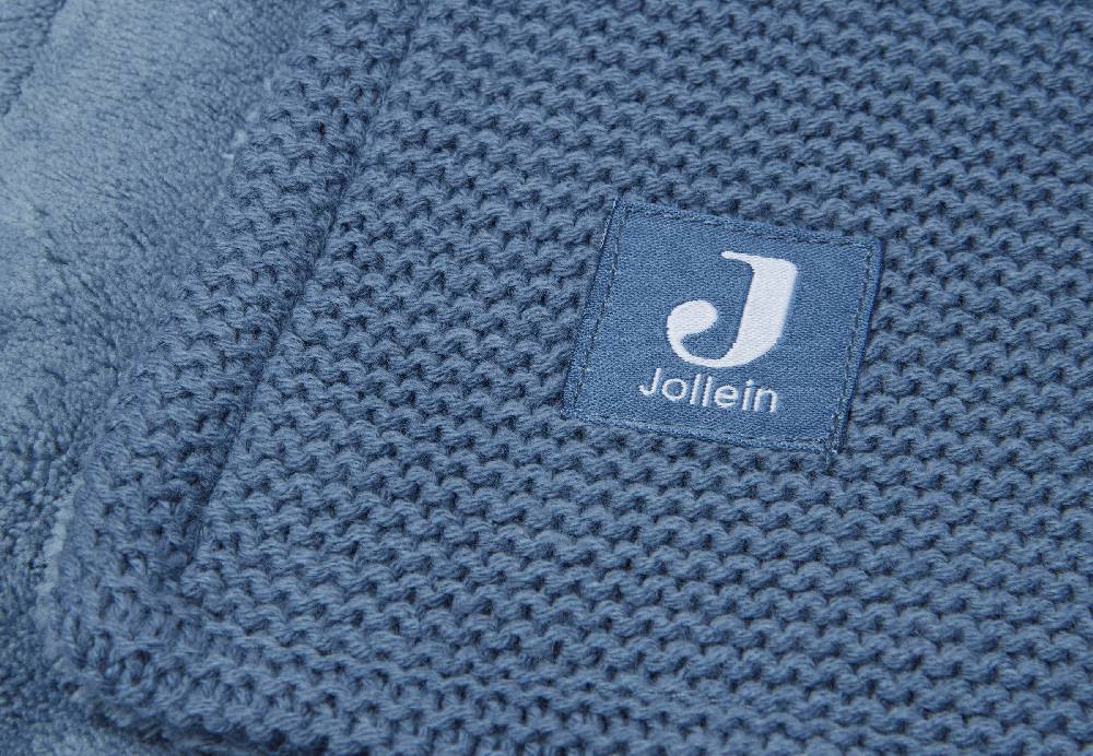 Jollein Decke Kinderbett 100x150cm Basic Knit Jeans Blue/Fleece Bis zu 65% Rabatt