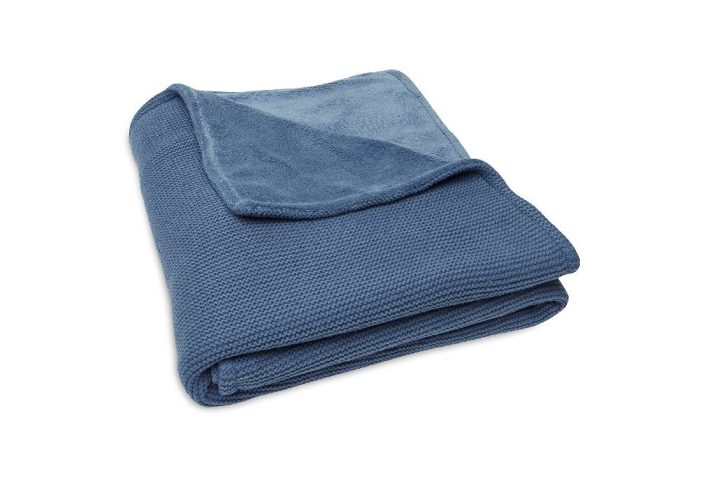 Jollein Decke Kinderbett 100x150cm Basic Knit Jeans Blue/Fleece Bis zu 65% Rabatt