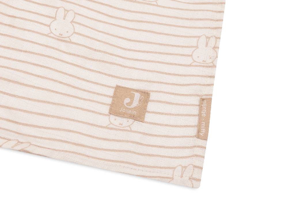 Jollein Mullwindelnn Hydrophil 115x115cm Miffy Stripe Biscuit (2pack Begrenzt auf 3 Tage