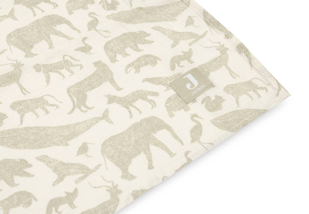 Jollein Mullwindeln Hydrophil 115x115cm Animals Olive Green (2pack) Speichern exportieren