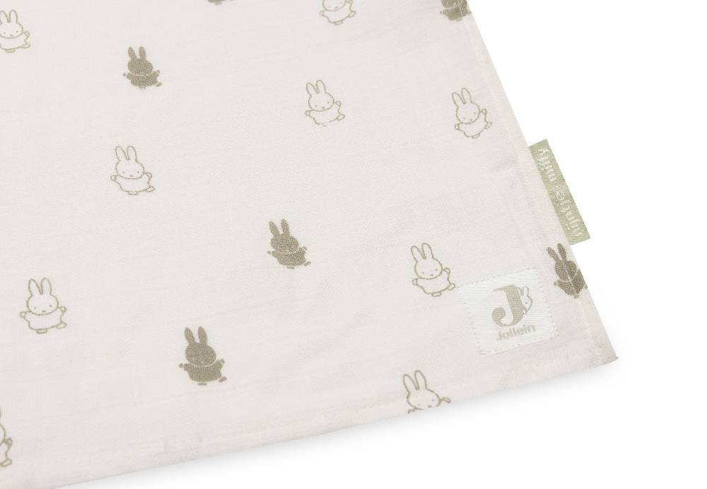 Jollein Mullwindeln Hydrophil 115x115cm Happy Miffy Olive Green (2p) zollfrei