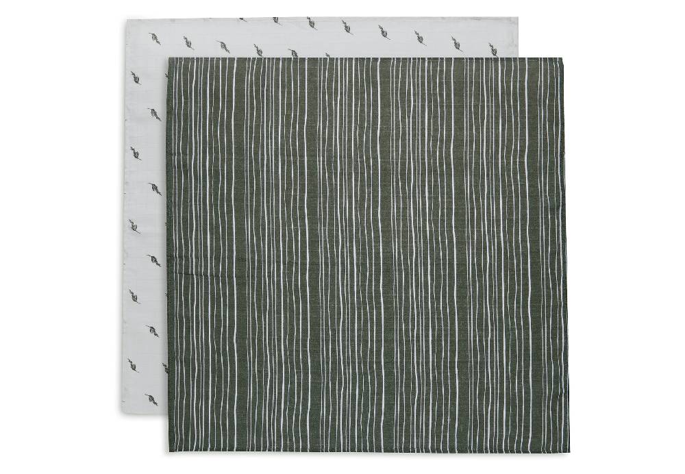 Jollein Spucktuch Hydrophill Stripe Olive Leaf Green GOTS (2pack) Outlet