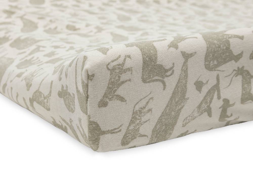 Jollein Wickelauflagenbezug Jersey 50x70cm Animals Olive Green Schlussverkauf