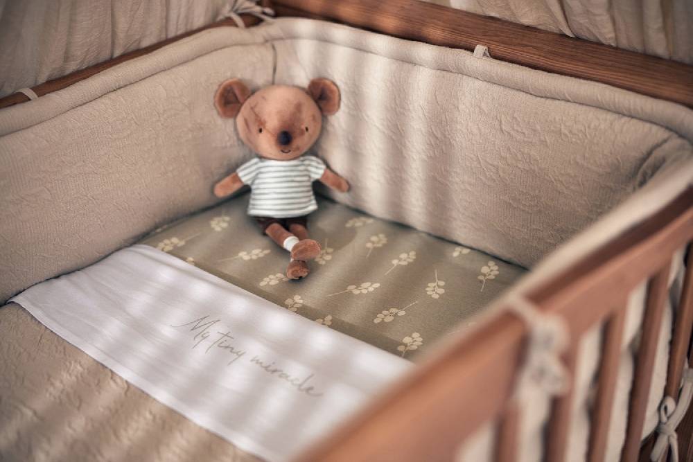 Jollein Bettlaken Kinderbett 120x150cm My Tiny Miracle Olive Green Exklusive Angebote