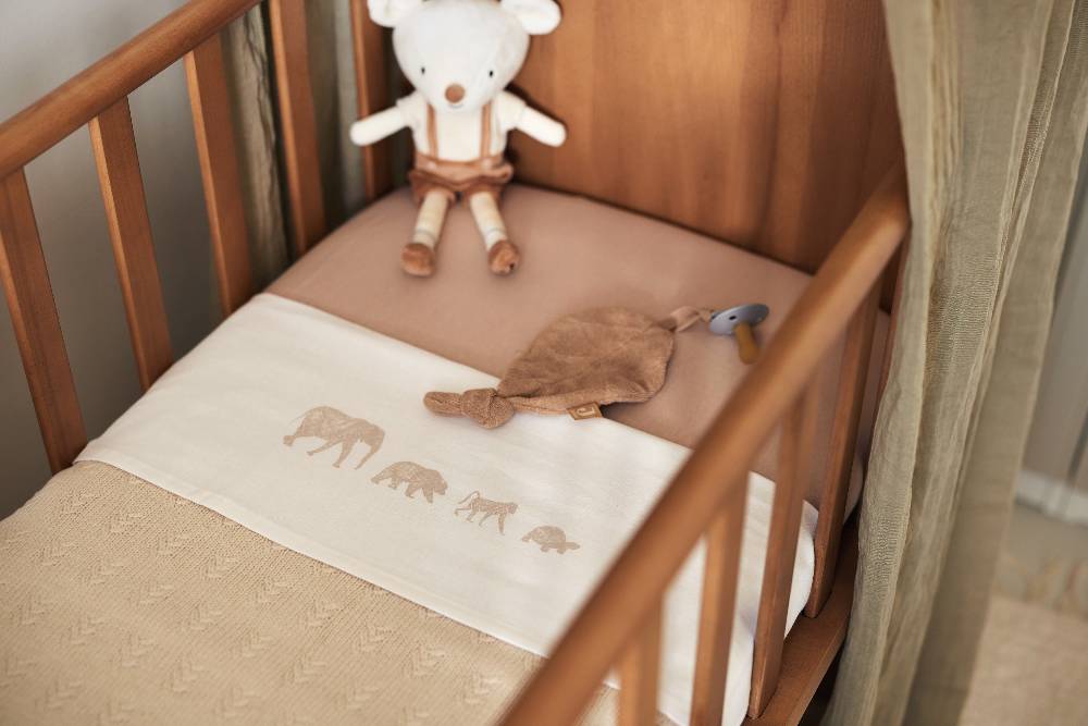 Jollein Bettlaken Wiege 75x100cm Animals Nougat Große Rabatte