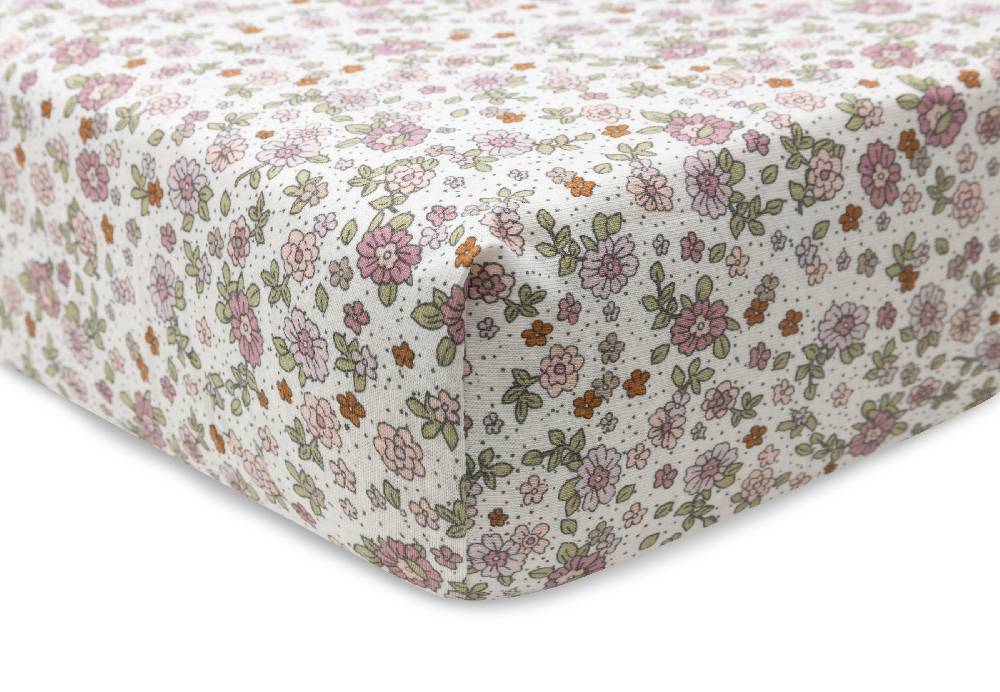 Jollein Spannbettlaken Jersey 70x140/75x150cm Retro Flowers Begrenzt auf 3 Tage