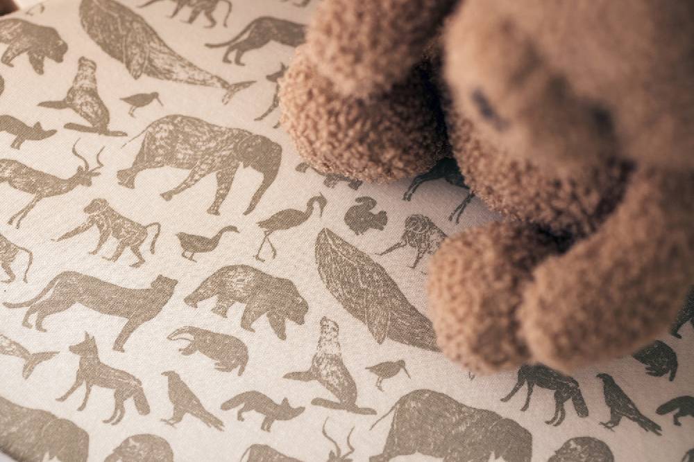 Jollein Spannbettlaken Jersey 70x140/75x150cm Animals Olive Green Im Verkauf