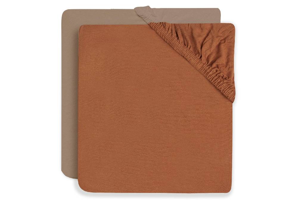 Jollein Spannbettlaken Jersey 60x120cm Caramel/Biscuit (2pack)