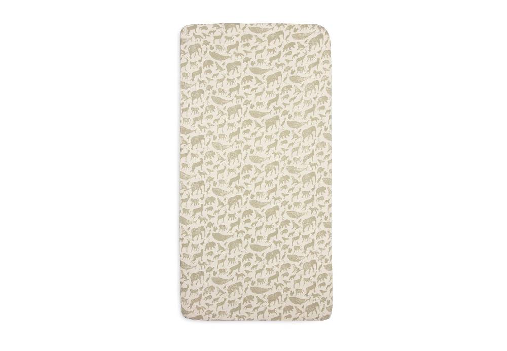 Jollein Spannbettlaken Jersey 40/50x80/90cm Animals Olive Green Fabrikverkauf