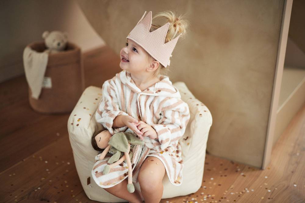 Jollein Bademantel 1-2 Jahre Stripe Frottee Wild Rose GOTS Versandkostenfrei