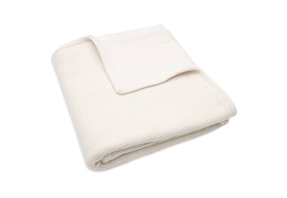 Jollein Decke Kindetbett 100x150cm Basic Knit Ivory/Coral Fleece Wochenangebot