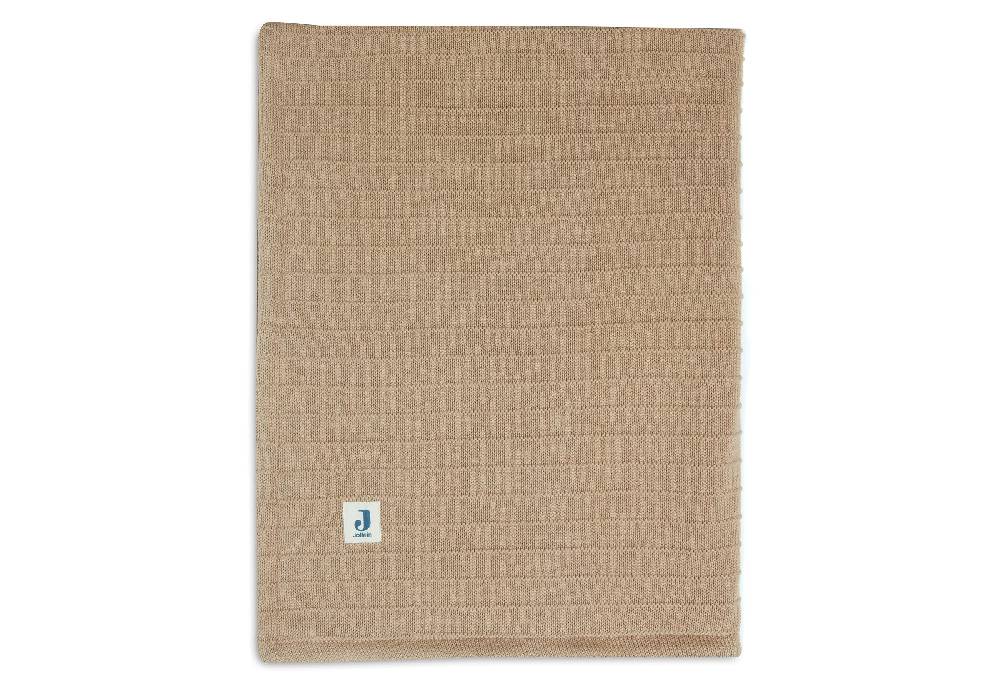 Jollein Decke Wiege 75x100cm Pure Knit Biscuit/Velvet GOTS Kostenlose Rückgabe