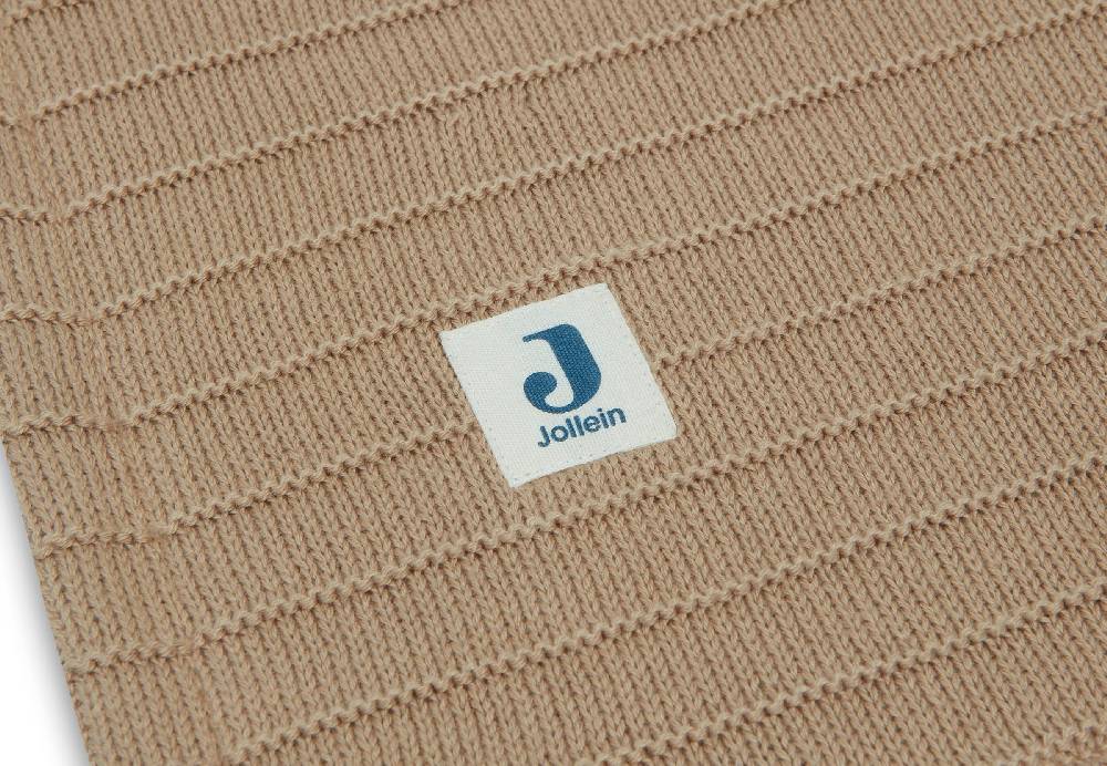 Jollein Decke Wiege 75x100cm Pure Knit Biscuit/Velvet GOTS Kostenlose Rückgabe