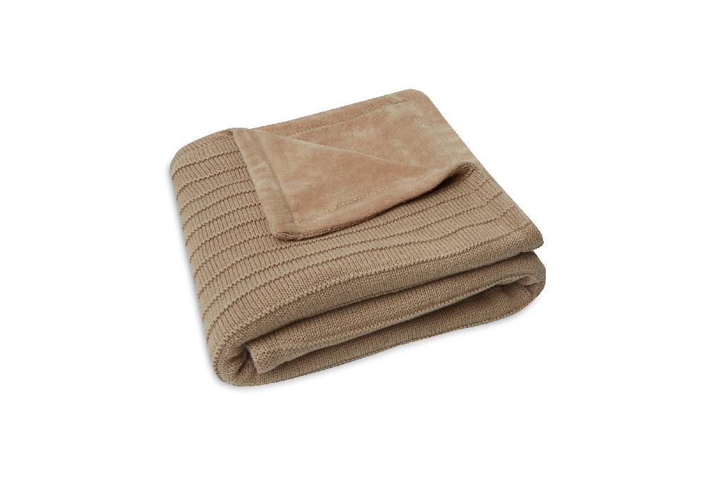 Jollein Decke Wiege 75x100cm Pure Knit Biscuit/Velvet GOTS Kostenlose Rückgabe