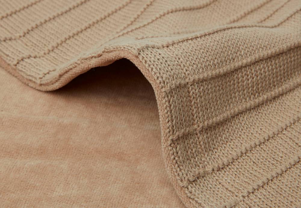 Jollein Decke Wiege 75x100cm Pure Knit Biscuit/Velvet GOTS Kostenlose Rückgabe
