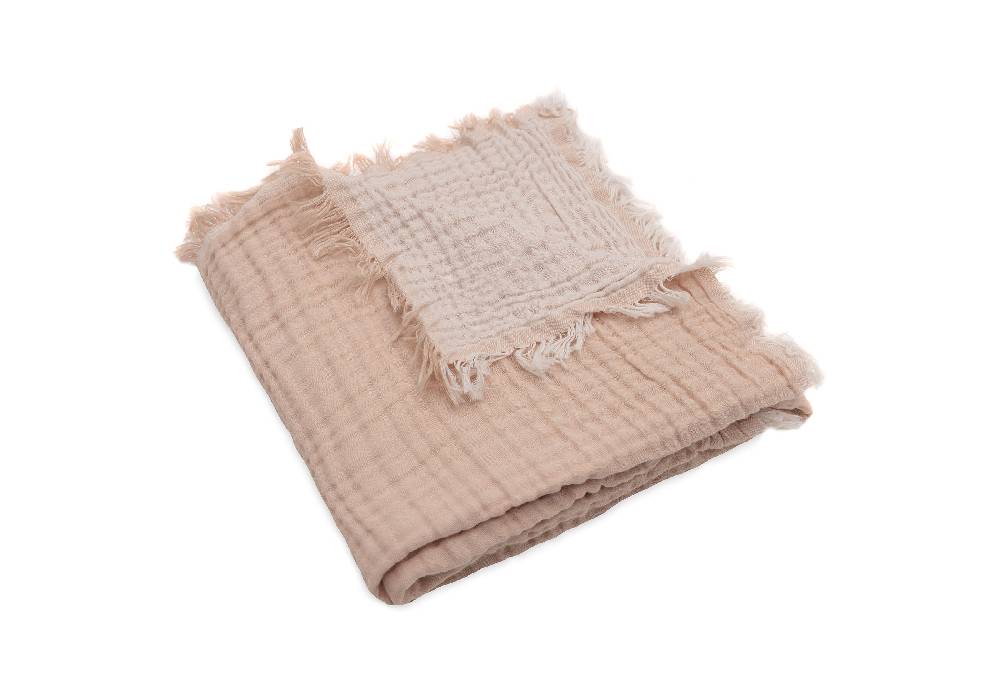 Jollein Decke Kinderbett 120x120cm Fringe Moonstone/Ivory GOTS JETZT KAUFEN
