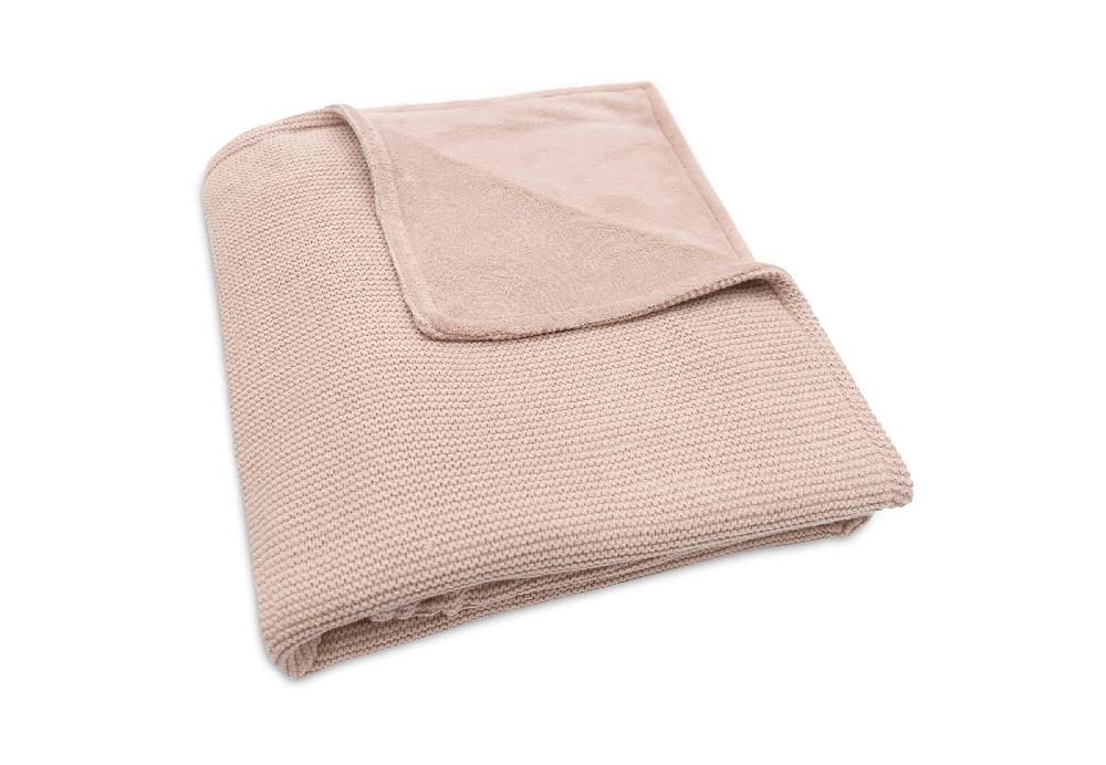 Jollein Decke Kinderbett 100x150cm Basic Knit Wild Rose/Fleece 50% Rabatt mit kostenlosem Versand