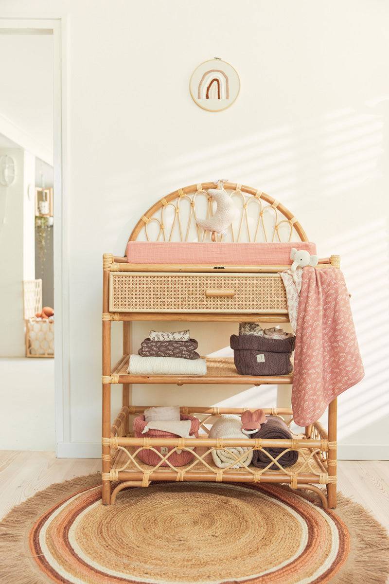 Jollein Wickelauflagenbezug Wrinkled Cotton 50x70cm Rosewood Fabrikladen