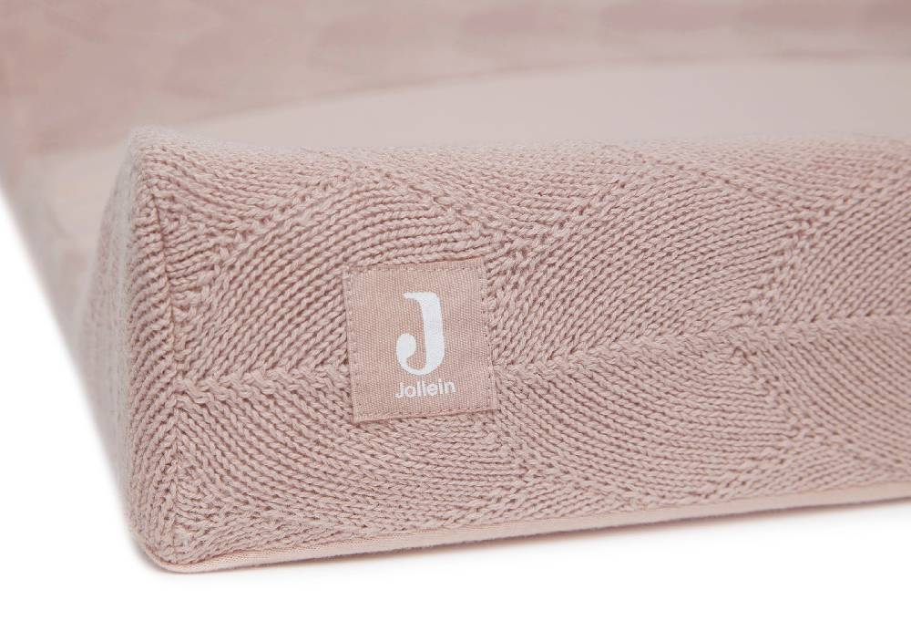 Jollein Wickelauflagenbezug 50x70cm Shell Knit Wild Rose GOTS Auslauf