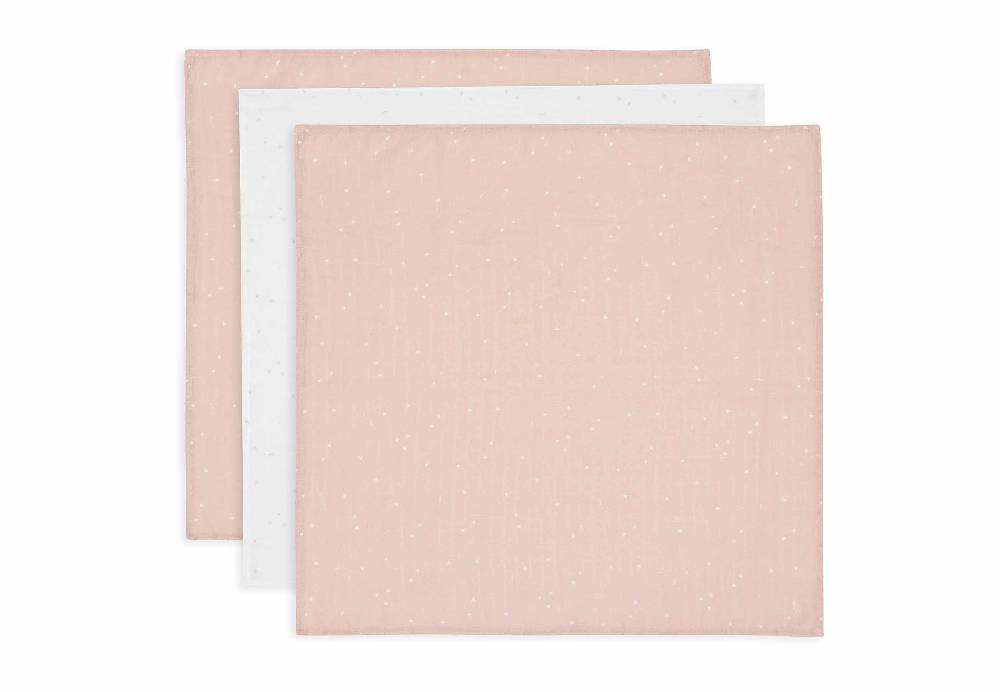 Jollein Spucktuch 70x70cm Twinkling - Wild Rose - 3 Stück Begrenztes Angebot