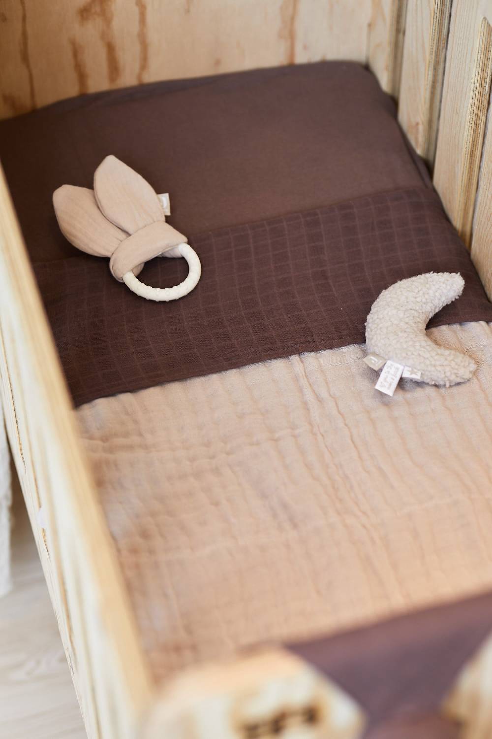 Jollein Bettlaken Kinderbett 120x150cm Wrinkled Cotton Chestnut Valentinstagsangebot