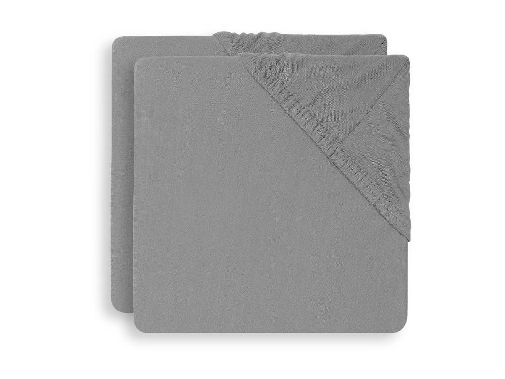 Jollein Spannbettlaken Jersey Laufgitter 75x95cm Storm Grey (2pack)