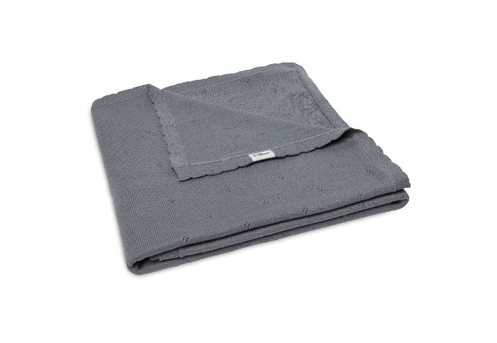 Jollein Decke Kinderbett 100x150cm Pointelle Storm Grey GOTS im Angebot