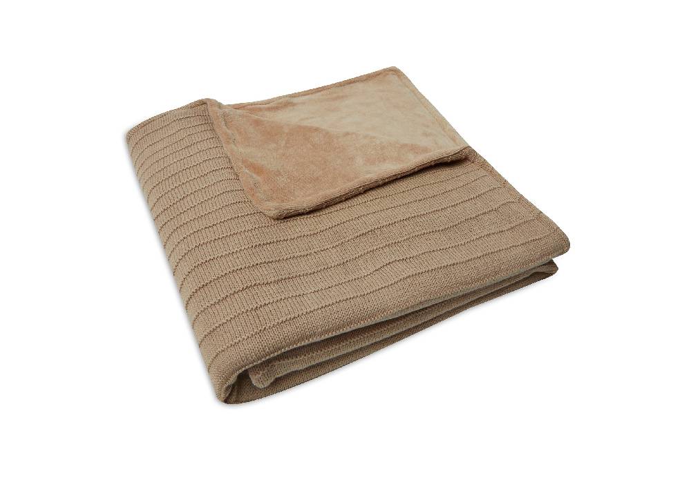 Jollein Decke Kinderbett 100x150cm Pure Knit Biscuit/Velvet GOTS Begrenztes Angebot