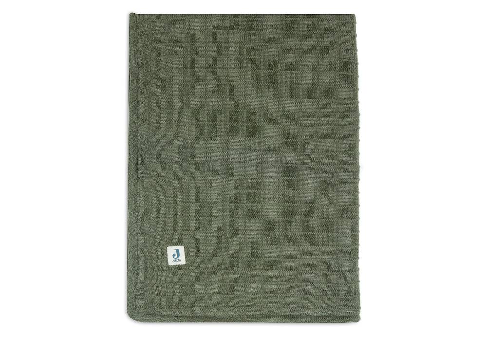 Jollein Decke Kinderbett 100x150cm Pure Knit Leaf Green/Velvet GOTS