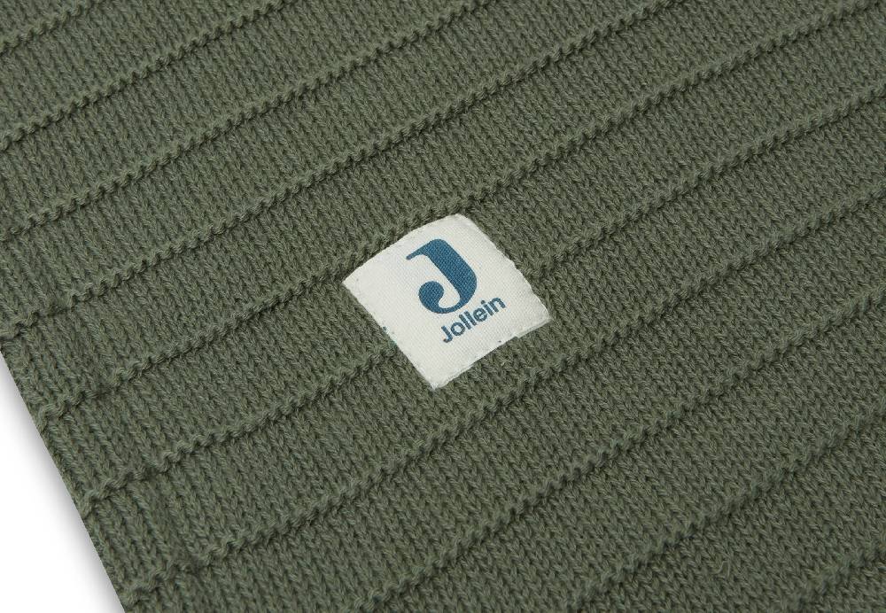 Jollein Decke Kinderbett 100x150cm Pure Knit Leaf Green/Velvet GOTS Online Shopping